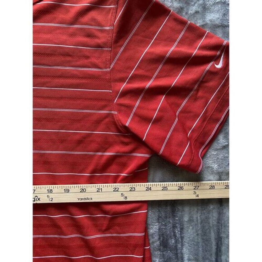 Nike Golf Dri-FIT Mens XL Red White Striped Short Sleeve Polo Shirt Performance - Picture 2 of 6